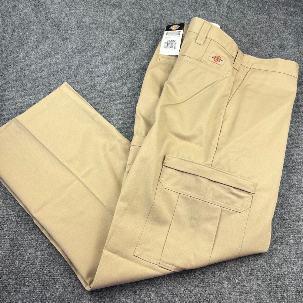 Dickies Mens Loose Fit Cargo Pants Khaki Desert Sand 38x32 W335733 Workwear NWT